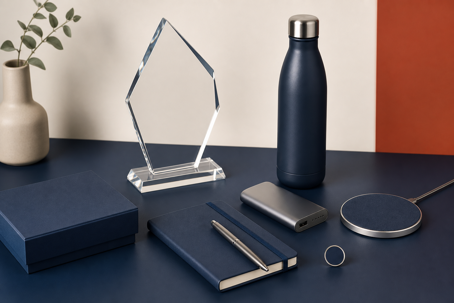 Custom awards, notebooks, pens, drinkware, and technology accessories
