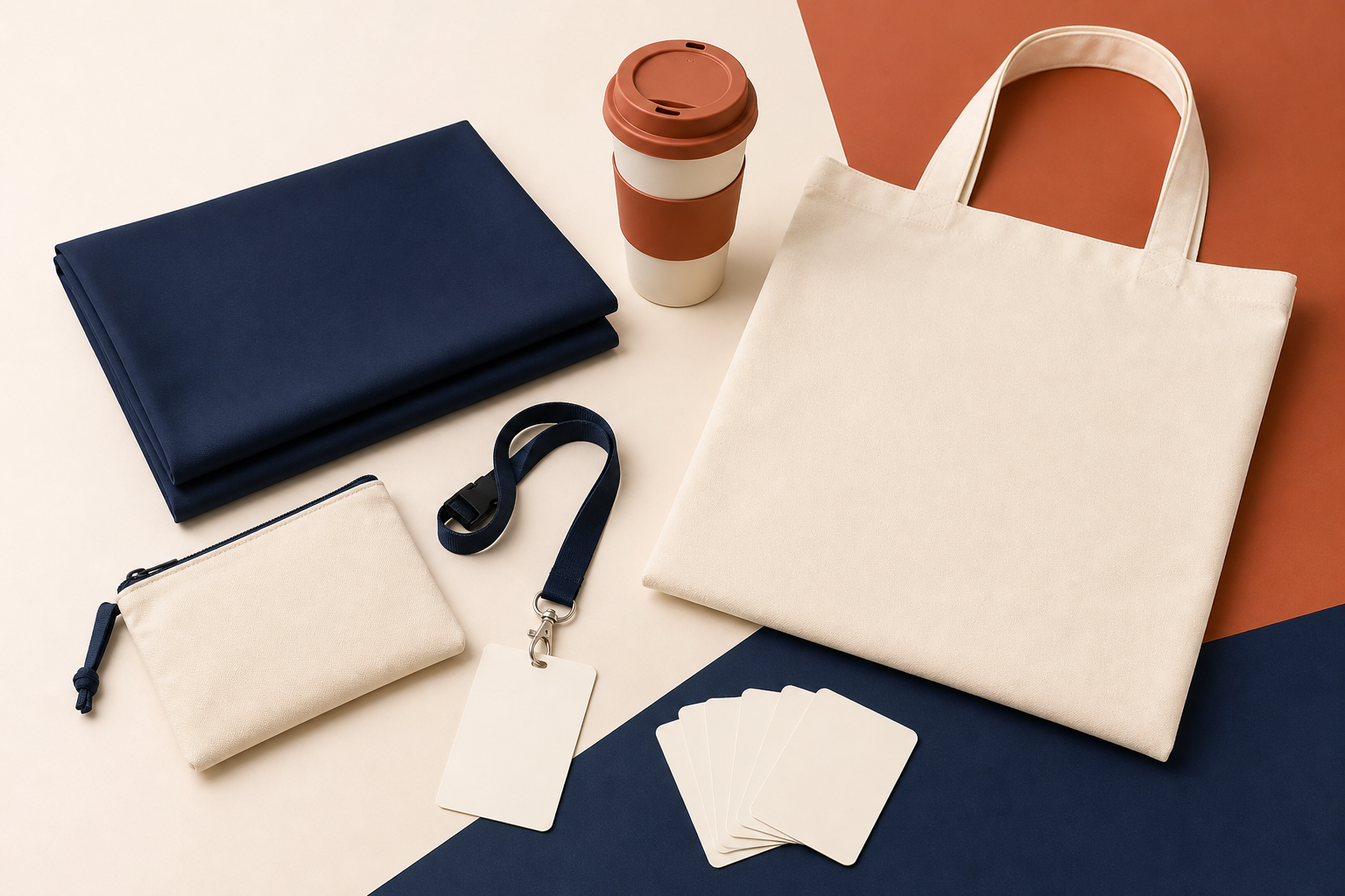 Custom event and outreach products including totes, cups, lanyards, and kits